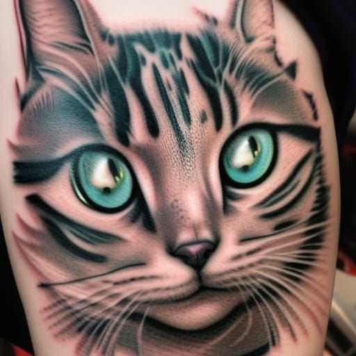 Cat tattoo with multiple eyes | Cat eye tattoos, Black cat tattoos, Cat  tattoo